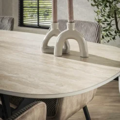 Eettafels|Ygo Eettafel CEZANNE Deens Ovaal Keramiek Travertin 180x90