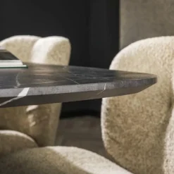 Eettafels|Ygo Eettafel ENRICO Marmerlook Zwart 180x90