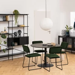 Eettafels|Ygo Eettafel LUTOR Ash Black Fineer Ø110cm