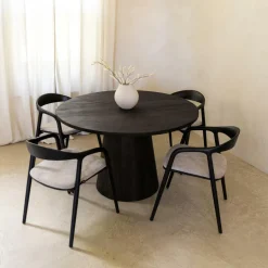 Eettafels|Ygo Eettafel MARANZA Ø130 Mangohout Zwart