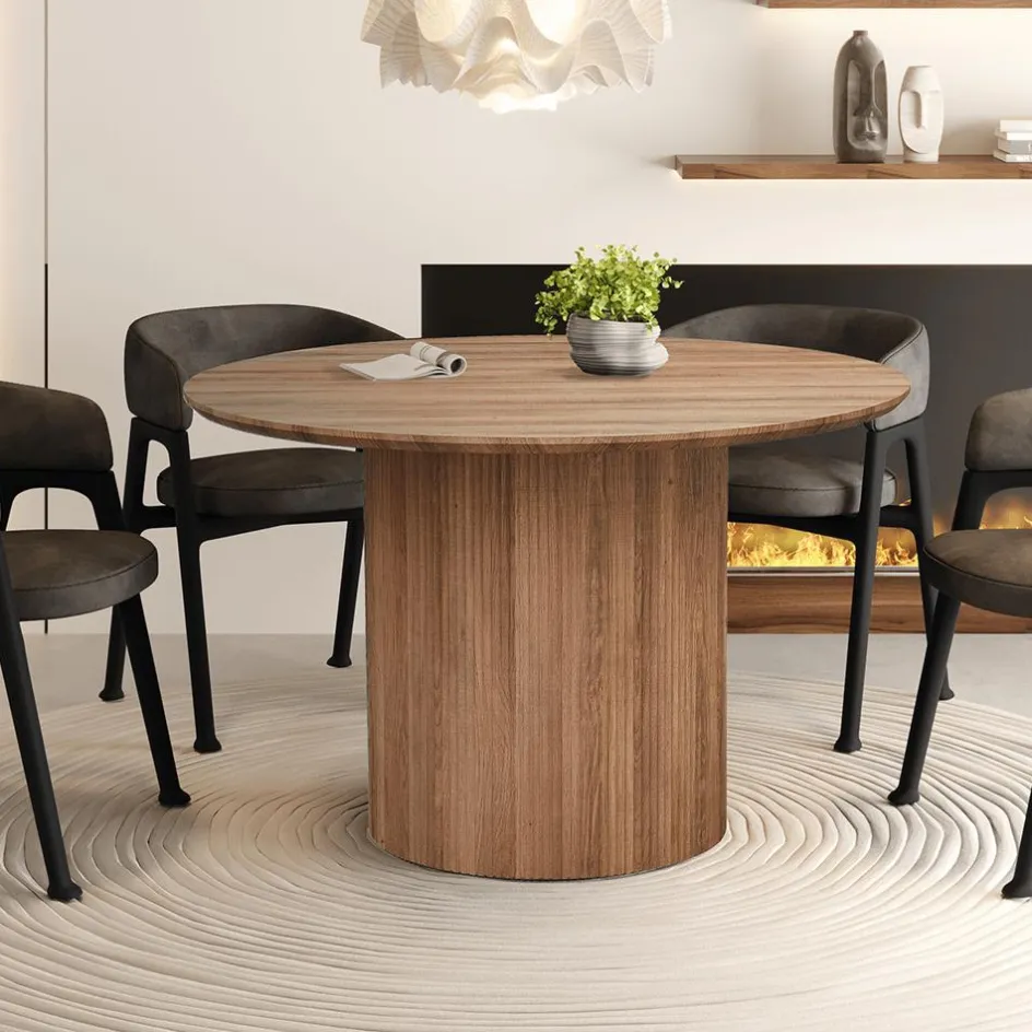 Eettafels|Ygo Eettafel PORTO Decor Oude Eik Ø120