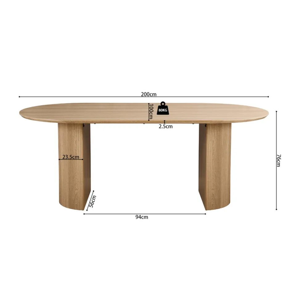 Eettafels|Ygo Eettafel PORTO 200x100 Decor Eik Naturel