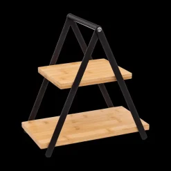 Tafelaccessoires|Servies|Ygo Etagère APRIX 2Niv. Met. Zwart/Bamboe