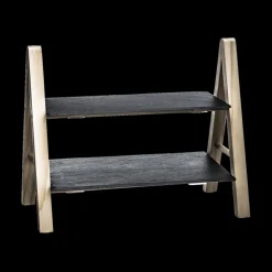 Tafelaccessoires|Servies|Ygo Etagère ARDOISE 2Niv. Leisteen/Bamboe