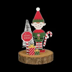 Kerst|Ygo Figuur Elf Hout/Groen/Rood Ass.