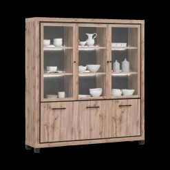 Vitrinekasten|Ygo Glaskast DELPHINE 3D/Glas - 3D (incl. LED) B191