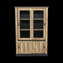 Vitrinekasten|Ygo Glaskast KAMIEL Industrial Oak