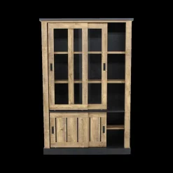 Vitrinekasten|Ygo Glaskast KAMIEL Industrial Oak
