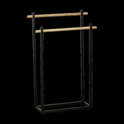 Badkameropbergers|Ygo Handdoekhouder ATHOR 2Niv. Bam./Met. Zwart