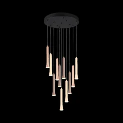 Hanglampen|Ygo Hanglamp FIATO Rond 11Del. Taupe/Coffee