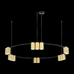 Hanglampen|Ygo Hanglamp ISE 15Del. Geborst. Goud/Zwart