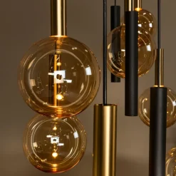 Hanglampen|Ygo Hanglamp JOSIANE 12Del. Zwart/Amber
