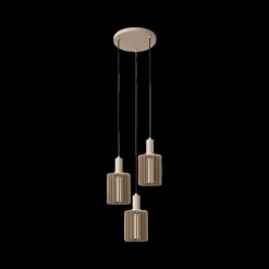 Hanglampen|Ygo Hanglamp LAMBRES 3Del. Rond Taupe