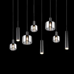 Hanglampen|Ygo Hanglamp MATARO 8Del. Zwart