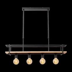 Hanglampen|Ygo Hanglamp MILONGA Met. Zwart/Hout