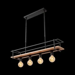 Hanglampen|Ygo Hanglamp MILONGA Met. Zwart/Hout
