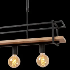 Hanglampen|Ygo Hanglamp MILONGA Met. Zwart/Hout