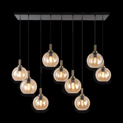 Hanglampen|Ygo Hanglamp OSIRA 9Del. Zwart/Glas Amber