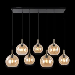 Hanglampen|Ygo Hanglamp OSIRA 7Del. Zwart/Glas Amber