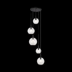 Hanglampen|Ygo Hanglamp OSIRA Rnd 5Del. Zwart/Glas Helder