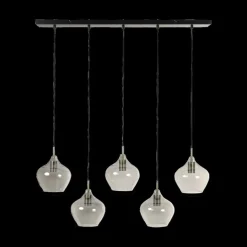 Hanglampen|Ygo Hanglamp RAKEL 5Del. Ant. Brons/Glas Smoke