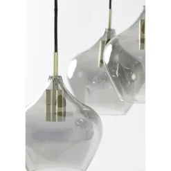 Hanglampen|Ygo Hanglamp RAKEL 5Del. Rnd Ant. Brons/Glas Smoke