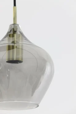 Hanglampen|Ygo Hanglamp RAKEL 5Del. Rnd Ant. Brons/Glas Smoke
