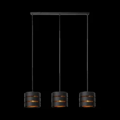 Hanglampen|Ygo Hanglamp ROSAS 3Del. Lang Zwart/Goud