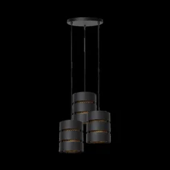 Hanglampen|Ygo Hanglamp ROSAS 3Del. Rond Zwart/Goud