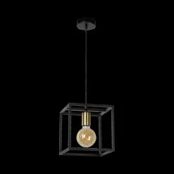 Hanglampen|Ygo Hanglamp RUBEN 1Del. Zwart/Goud