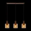Hanglampen|Ygo Hanglamp TOLEDO 3Del. Koper/Glas Amber