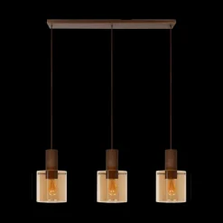 Hanglampen|Ygo Hanglamp TOLEDO 3Del. Koper/Glas Amber