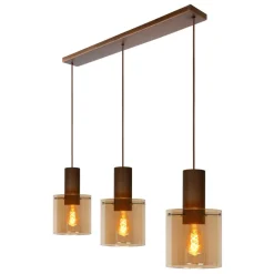 Hanglampen|Ygo Hanglamp TOLEDO 3Del. Koper/Glas Amber