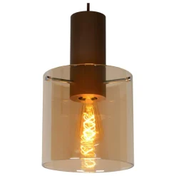 Hanglampen|Ygo Hanglamp TOLEDO 1Del. Koper/Glas Amber