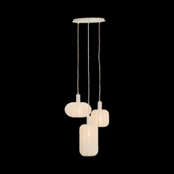 Hanglampen|Ygo Hanglamp TUFIA 3Del Rond Linnen Crème