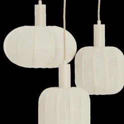 Hanglampen|Ygo Hanglamp TUFIA 3Del Rond Linnen Crème