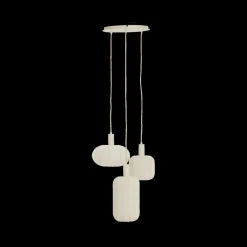 Hanglampen|Ygo Hanglamp TUFIA 3Del Rond Linnen Crème