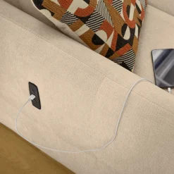 Hoeksalons|Ygo Hoeksalon CECILE Beige met Elektrische Diepteverstelling B263