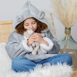 Homewear & Kledingaccessoires|Ygo Hoodie BEAR Poly Grijs