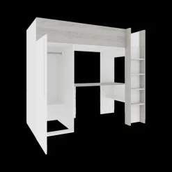 Slaapkamer|Bedden|Ygo Hoogslaper incl. bureau/kleerkast LEVI White