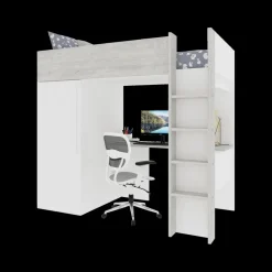 Slaapkamer|Bedden|Ygo Hoogslaper incl. bureau/kleerkast LEVI White