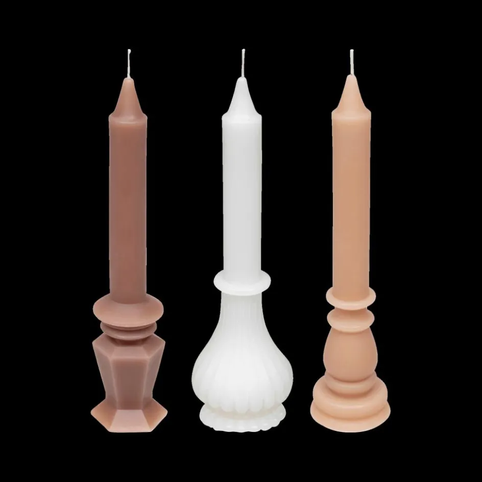 Woondecoratie|Ygo Kaars COTTAGE S/3 Wit/Roze Ass.