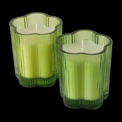 Woondecoratie|Ygo Kaars FIHONA Bloemvorm Glas Groen Ass.