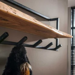 Opbergen|Ygo Kapstok 6 haken met plank, massief accacia naturel