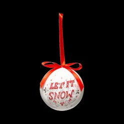 Woondecoratie|Kerst|Ygo Kerstbal LET IT SNOW Wit/Rood