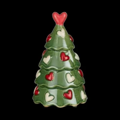 Kerst|Ygo Kerstboom CORSIN Hartjes Keramiek Wit/Groen Ass.