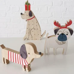 Kerst|Ygo Kersthond BARNEY Hout Ass.