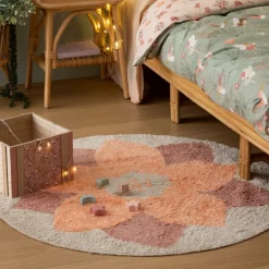Slaapkamer|Accessoires|Ygo Kindertapijt FLEURI Rond Roze/beige