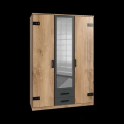 Jeugdkamerkasten|Kleerkasten|Ygo Kleerkast HUVAR Plankeneiche/Graphite B135