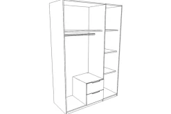 Jeugdkamerkasten|Kleerkasten|Ygo Kleerkast HUVAR Plankeneiche/Graphite B135